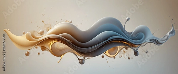 Obraz A sculptural abstract piece in gold and gray tones