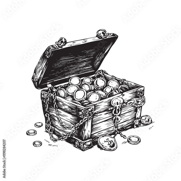 Obraz treasure chest with coins