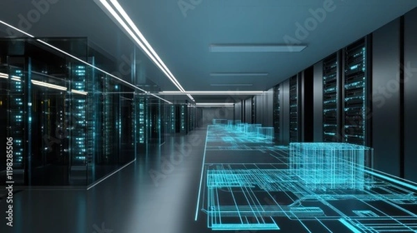 Fototapeta Futuristic Data Center:  A Glimpse into the Digital Realm