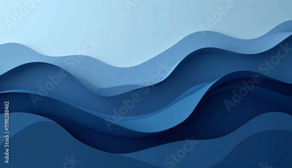 Obraz Dark blue paper waves abstract banner design. Elegant wavy vector background