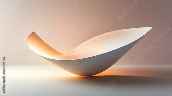 Obraz Abstract White Sculpture Illuminated With Warm Light