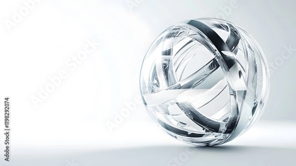 Obraz Abstract Glass Sphere with Interwoven Metallic Bands