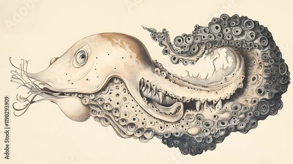Obraz Detailed Illustration Of A Unique Cephalopod Creature