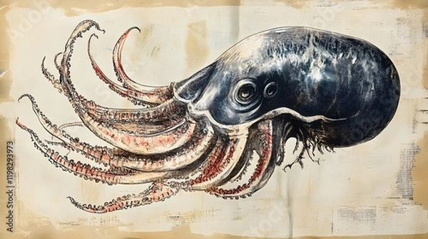 Obraz Artistic Depiction Of A Giant Octopus In Ink
