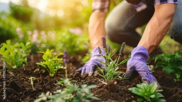 Fototapeta Chemical-Free Gardening: Sustainable gardening using organic methods, avoiding chemicals like pesticides and fertilizers, for healthier plants and a safer environment.
