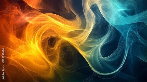 Obraz Abstract Orange and Teal Swirling Energy Forms