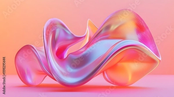 Obraz Abstract Pink and Orange Iridescent Fluid Sculpture