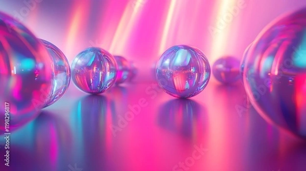 Obraz Iridescent Glass Spheres Illuminated By Neon Lights