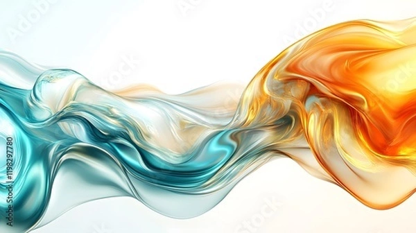 Obraz Abstract Flowing Teal And Gold Liquid Waves