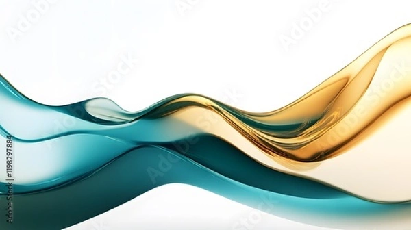 Obraz Abstract Teal and Gold Liquid Wave Design