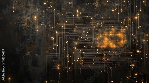 Obraz Abstract Digital Circuit Board Glowing Lights Design