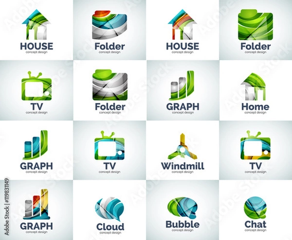 Fototapeta Vector set of abstract unusual internet logos