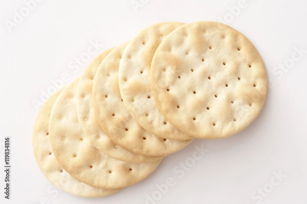 Fototapeta Row of plain crispy water crackers
