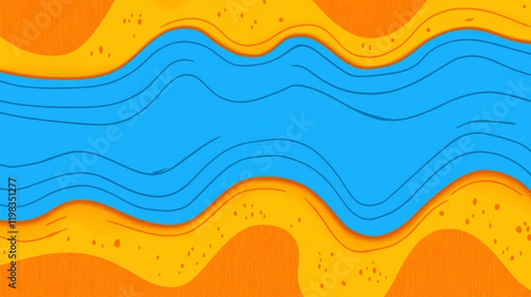 Fototapeta Wavy blue and orange abstract background design
