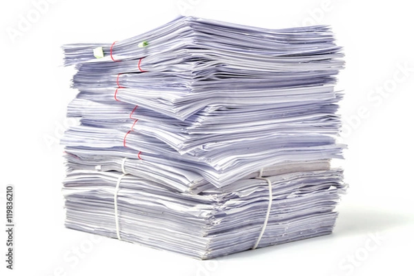 Fototapeta Stack of Documents isolated on white background