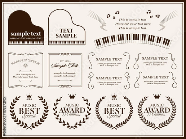 Obraz シンプルクラシックな音楽のフレームセット