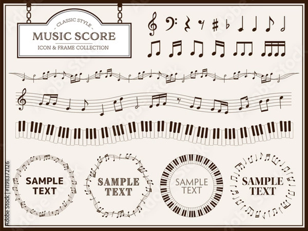 Obraz シンプルクラシックな音楽のフレームセット