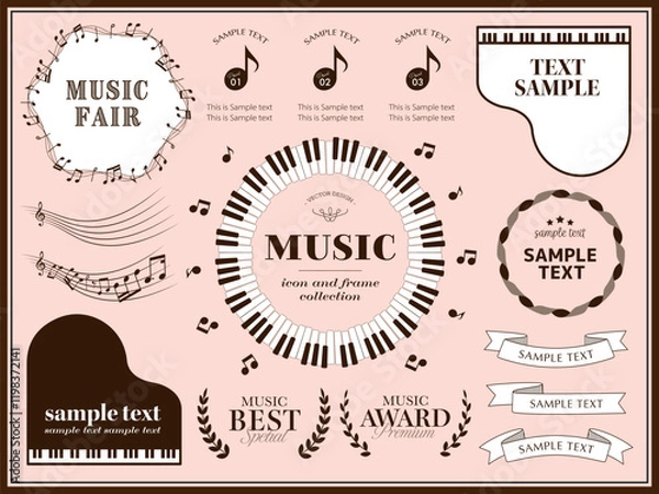 Obraz シンプルクラシックな音楽のフレームセット