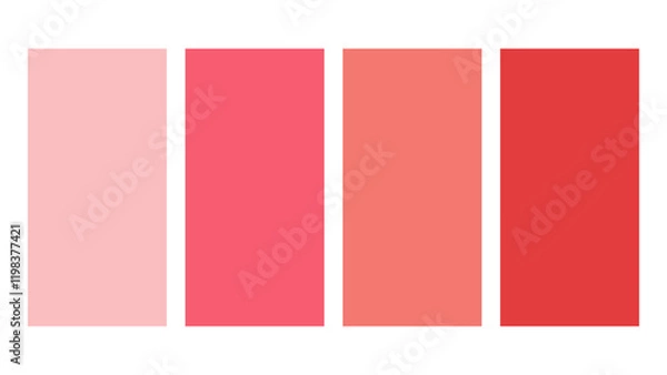 Obraz Rose Quartz, Red, Coral, Cinnabar color palette. Set of bright color palette combination in rgb hex. Color palette for ui ux design. Abstract vector illustration for your graphic design, banner