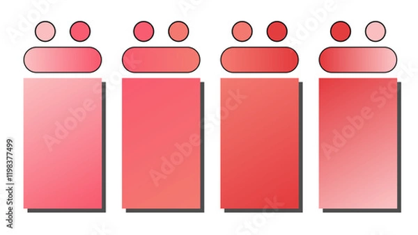 Obraz Set of vector gradient background. Cover set design with Rose Quartz, Red, Coral, Cinnabar color. Beautiful abstract gradient for covers, wallpapers, branding, business cards. Vector illustration