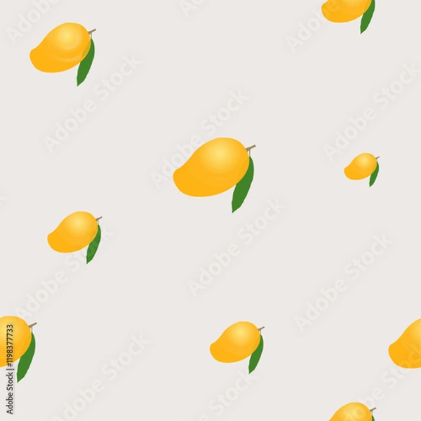 Fototapeta seamless fruit pattern isolated in white background for wallpaper, background etc, orange, mango, watermelon, banana, strawberry, etc