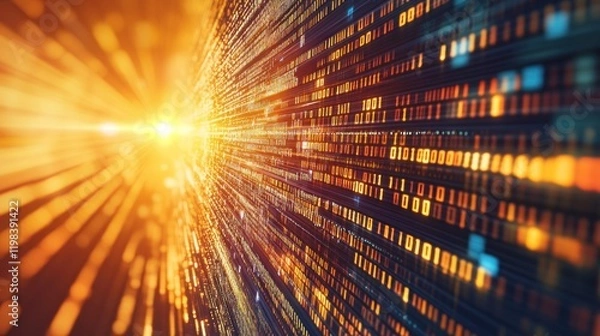 Fototapeta Digital Stream: A Journey Through Binary Code