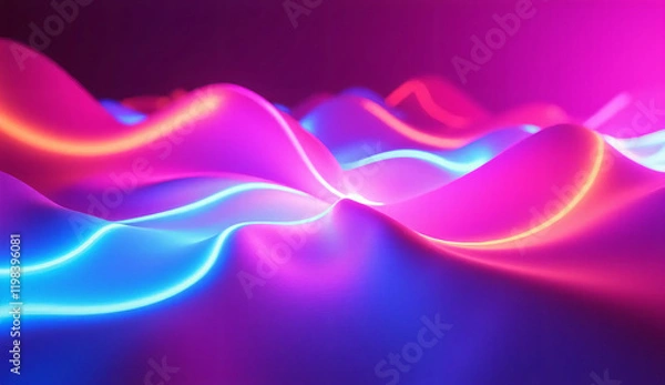 Obraz 3d render, abstract colorful background illuminated with colorful neon light. Glowing curvy line. Simple wallpaper