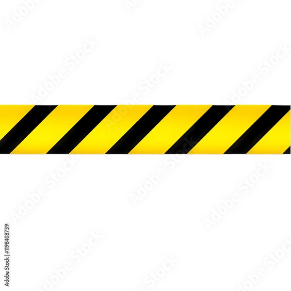 Fototapeta Horizontal black and yellow caution tape isolated on transparent background