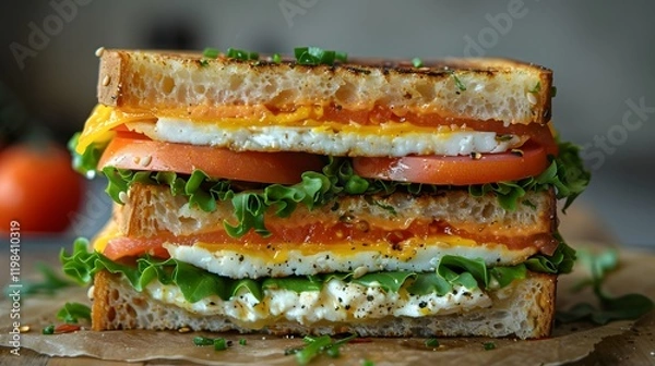 Obraz "Juicy and Delicious: The Perfect Sandwich for Every Bite"