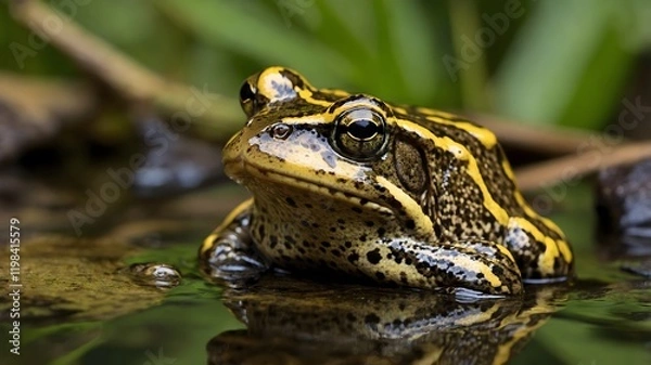 Fototapeta Detailed Close-Up of Sierra Nevada Yellow-Legged Frog’s Unique Markings