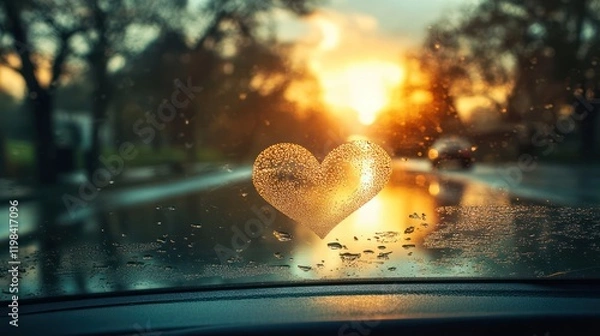 Obraz Heart shape on car windshield