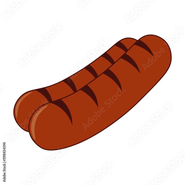 Fototapeta Junk Food Doodle Isolated on White Background. Flat Vector Illustration