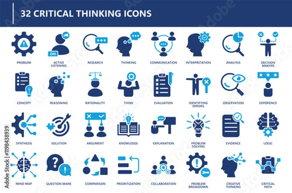 Obraz critical thinking icon collection, icon set, solid icon.