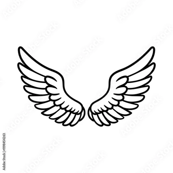 Fototapeta simple wings cartoon isolated drawing line style sketch classic vintage design illustration