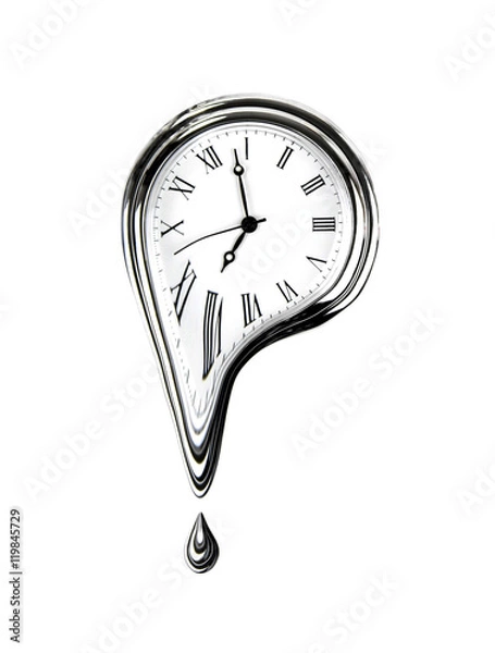 Obraz The time melting. Surreal style image. Isolated on white background.