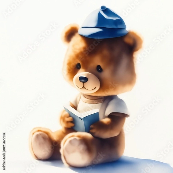 Fototapeta bear reads book

