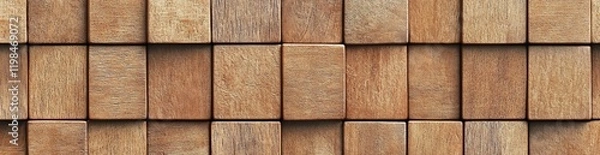 Fototapeta Wooden block wall texture.
