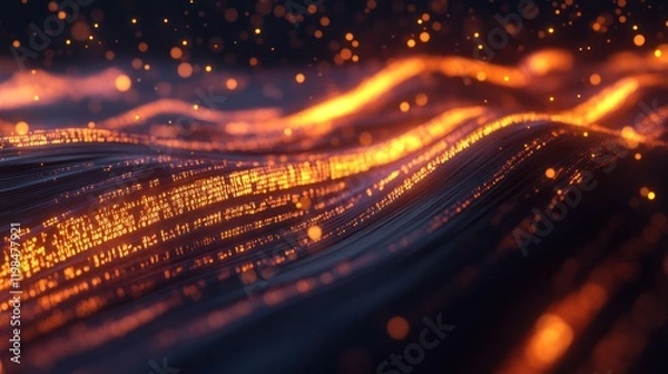 Fototapeta Abstract Digital Wave: Glowing Data Stream