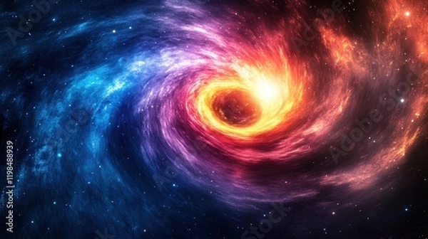 Fototapeta Swirling Galactic Nebula with Vibrant Colors and Stellar Light.
