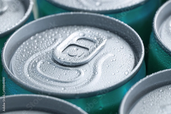 Fototapeta Cold drinks cans