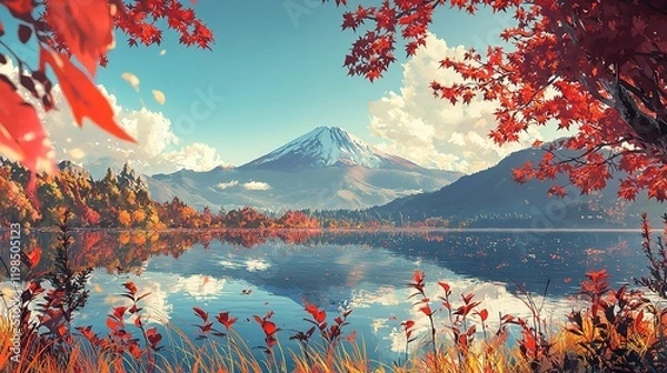 Obraz Autumn Lake, Mountain View
