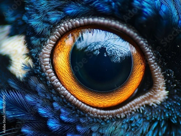 Fototapeta A mesmerizing close-up revealing the intricate details of a bird's eye.  The vibrant colors and textures are captivating.
