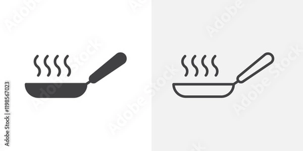 Fototapeta Frying pan icons. flat and line style set