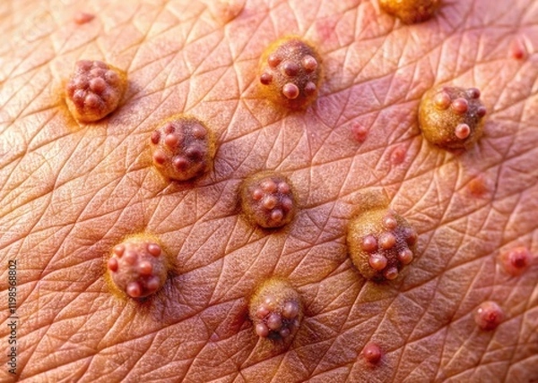 Obraz Aerial Drone View of Warts on Skin, Medical Dermatology Image