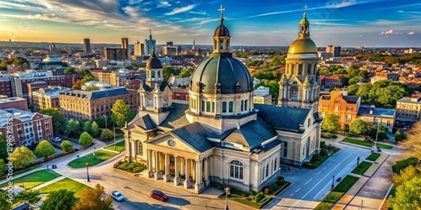 Obraz Aerial View of Baltimore Basilica, Maryland - Majestic Cathedral Architecture