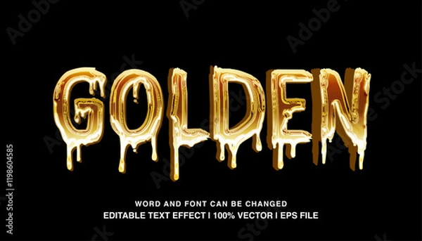 Fototapeta editable text effect golden melted sticky texture typeface
