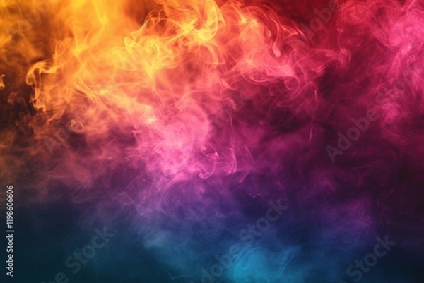 Fototapeta Dramatic waves of colorful smoke and fog swirl in vibrant hues, creating a captivating and mystical atmosphere for imaginative creative projects or backgrounds