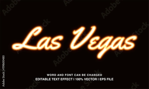 Fototapeta editable text effect las vegas neon yellow
