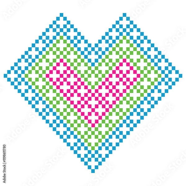 Fototapeta Heart in pixel form