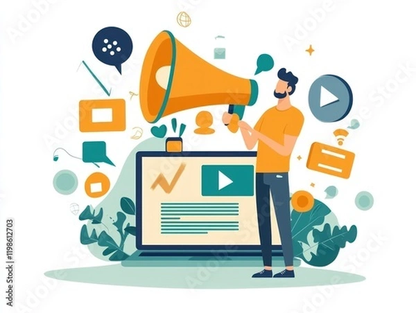 Fototapeta Content Strategist - Content strategist developing and managing content strategies for digital platforms, in a marketing or media setting, on a White Background.